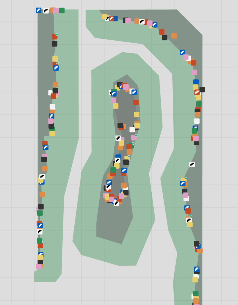 Interactive topo of City Lizard with every route marked by its color